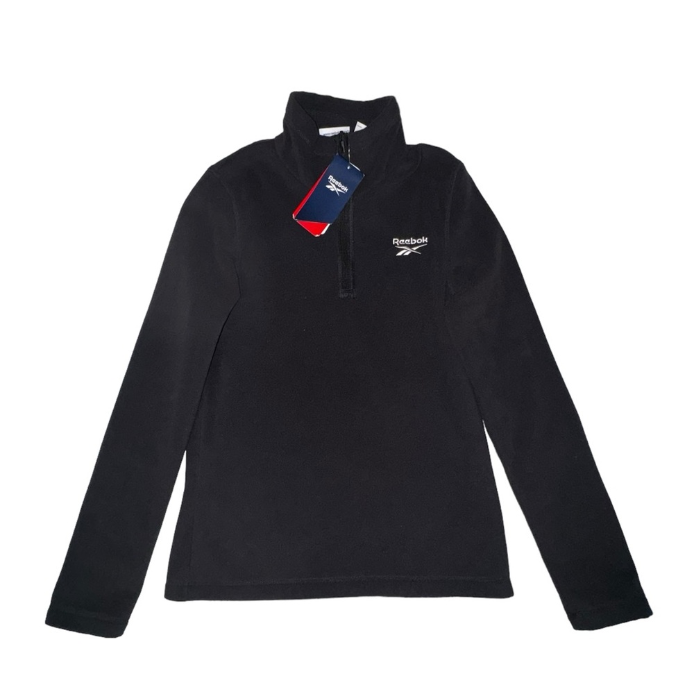 Reebok Quarter Zip Fleece Lightweight Jacket In Black